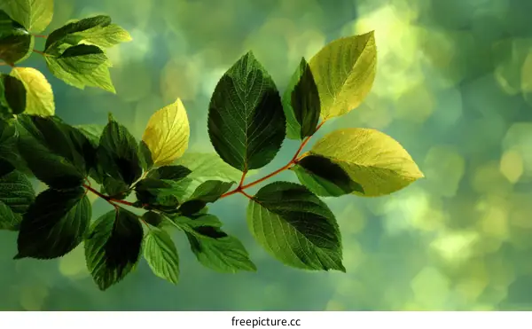 Fresh Green Leaves on a Branch in Nature