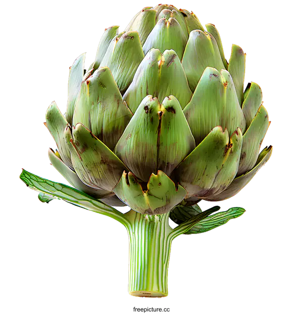 [Transparent Background PNG]Close Up of Fresh Green Artichoke Isolated on White Background