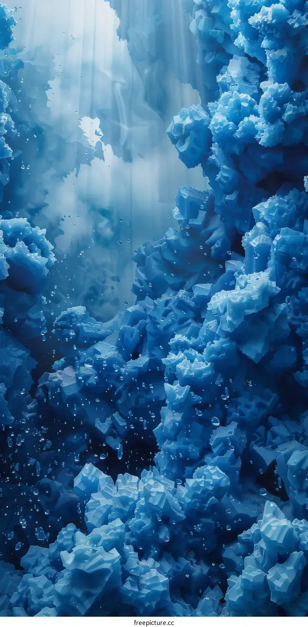 Abstract Blue Crystal Cave Background