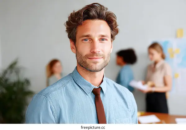 Confident Businessman in Meeting Room