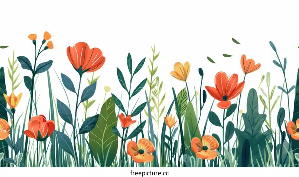 Vibrant Hand-Drawn Floral Seamless Pattern