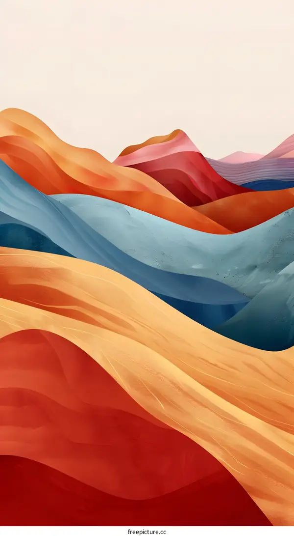 Abstract Mountain Landscape with Colored Hills