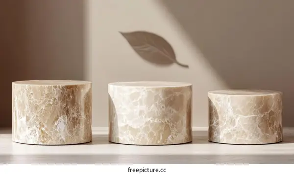 Elegant Marble Pedestals in Soft Lighting