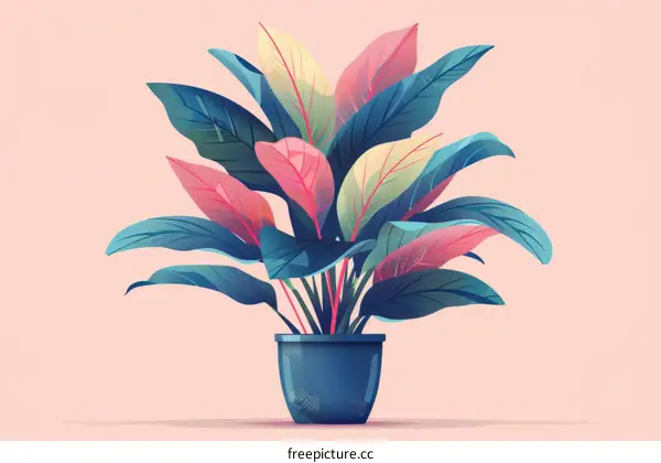 vibrant multi color leaf plant illustration