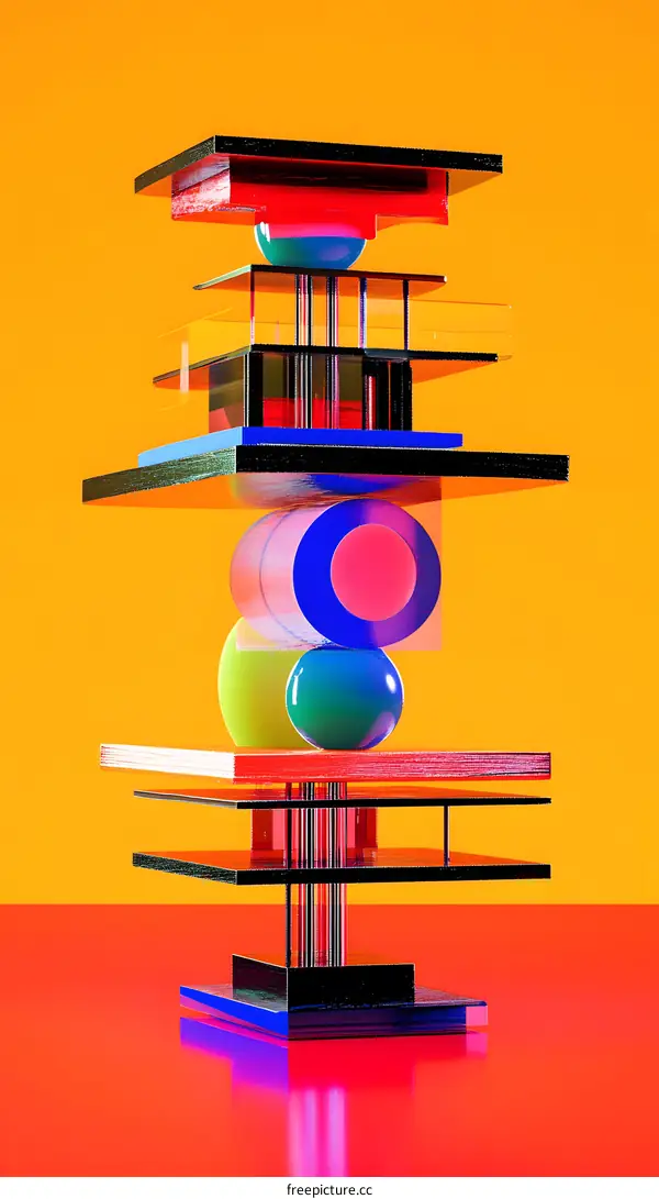 Abstract Colorful Geometric Shapes Illustration