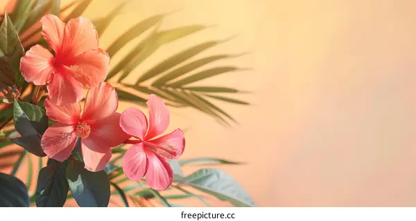 Tropical Flowers with Orange Background