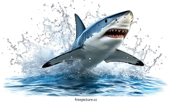 Great White Shark Jumping Out of the Water