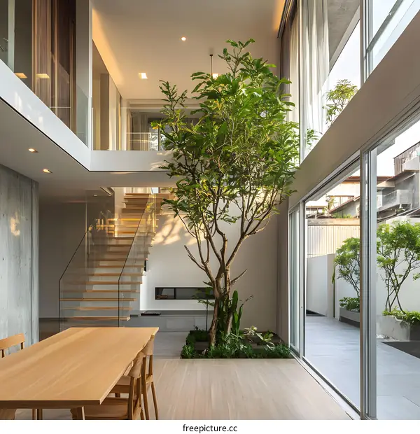 Modern Home Interior Design With Indoor Tree