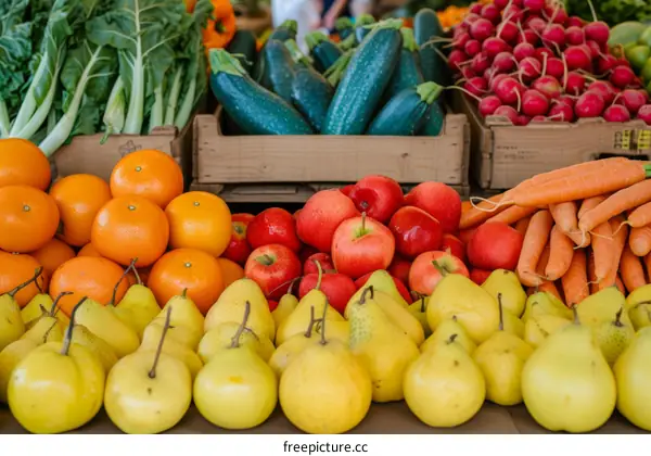 Fresh and organic vegetables and fruits at a local farmer's market