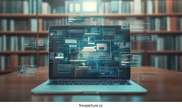 Digital Data Display on Laptop Screen Illustration