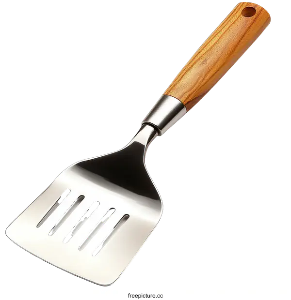[Transparent Background PNG]Stainless Steel Kitchen Spatula with Wooden Handle