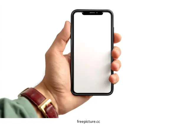 Hand Holding Blank Smartphone Display Mockup
