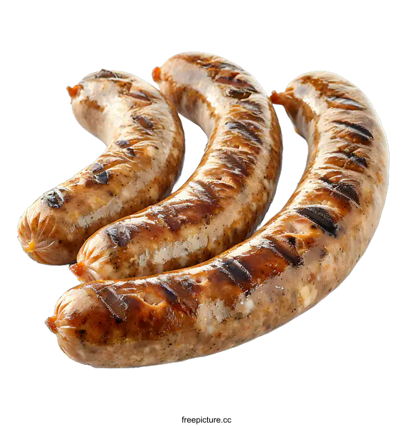 [Transparent Background PNG]Three grilled sausages