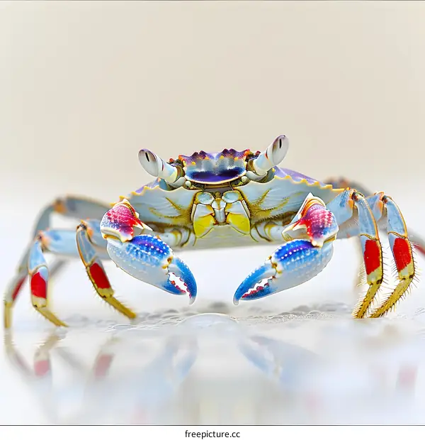 Colorful Crab on White Sand