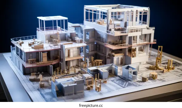 3D model of a modern apartment building