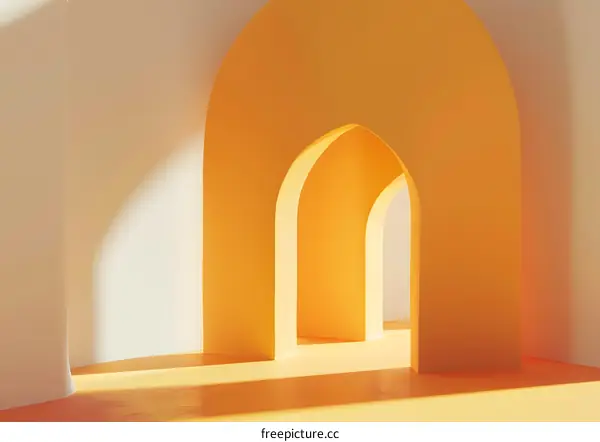 Minimalist Yellow Archway Abstract Background