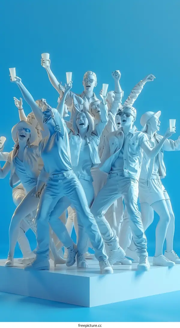 3D rendering of a group of people celebrating