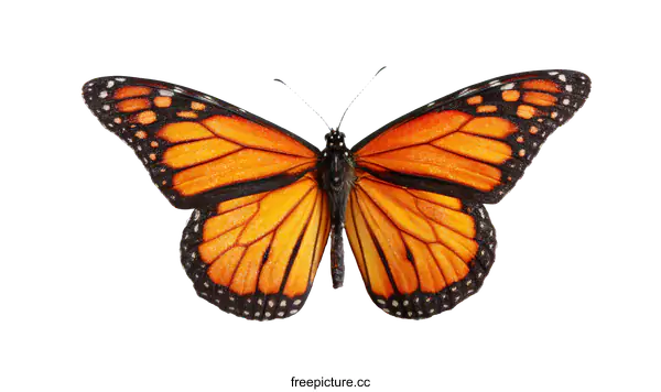 [Transparent Background PNG]Close-up Monarch Butterfly on White Background