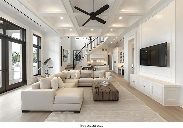 Bright and Airy Living Room With Vaulted Ceilings