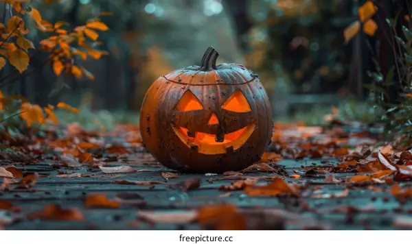 Spooky Pumpkin in the Woods