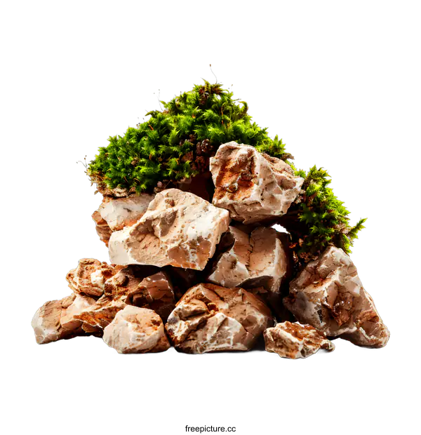 [Transparent Background PNG]Pile of Rocks with Moss on Top