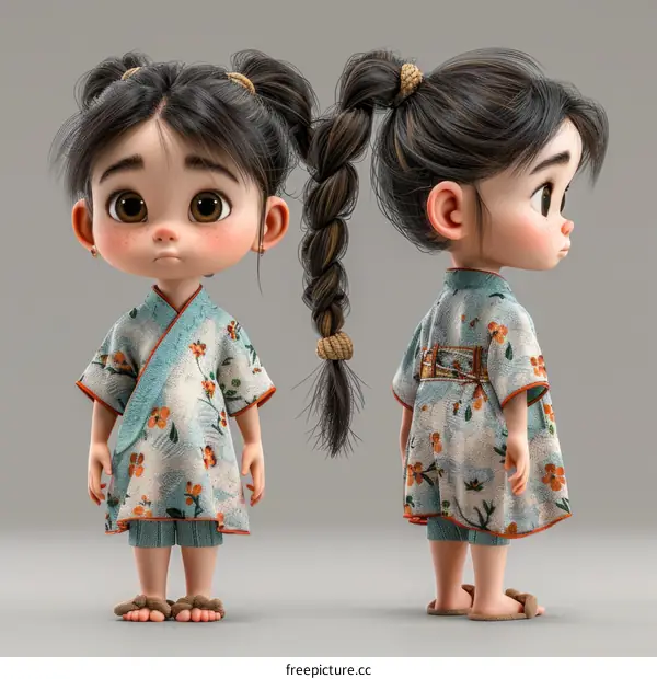 Cute Little Girl in a Kimono