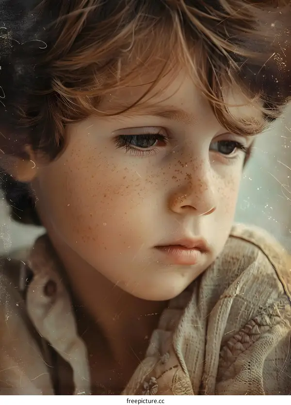 Portrait of a boy with freckles