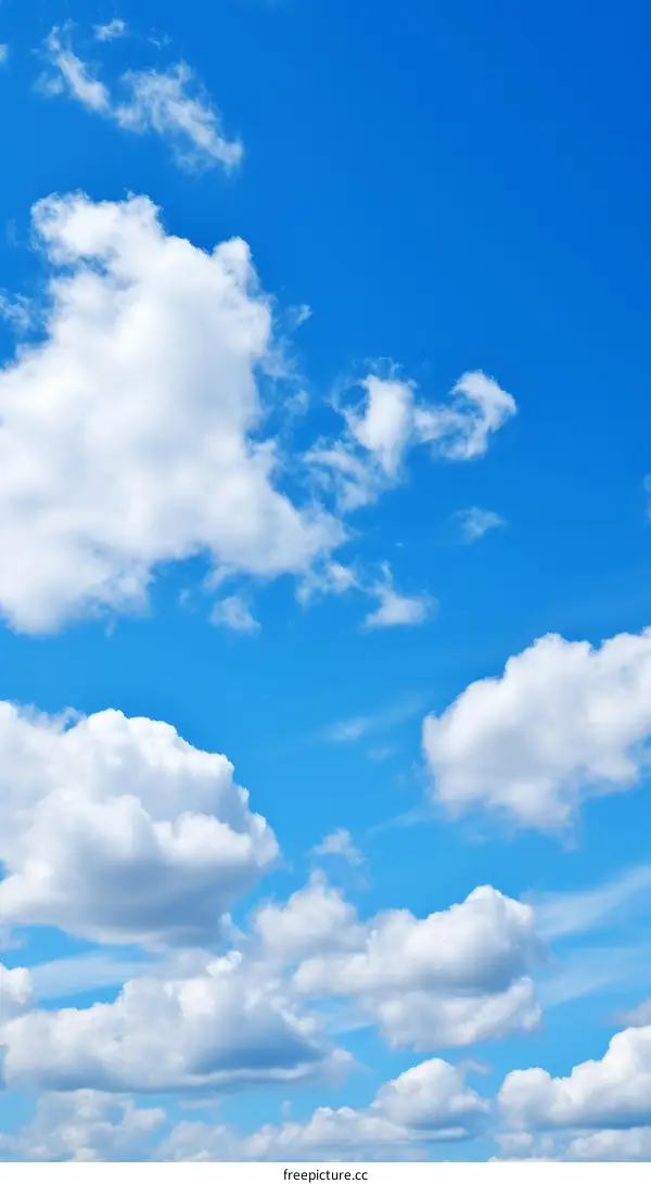 Fluffy White Clouds in a Blue Sky