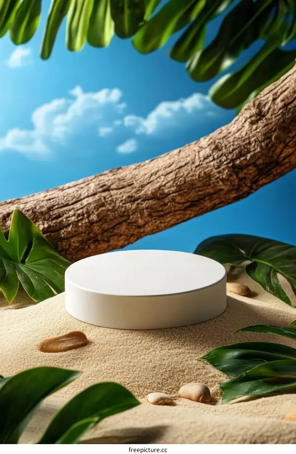 Tropical Summer Display Podium on Sand