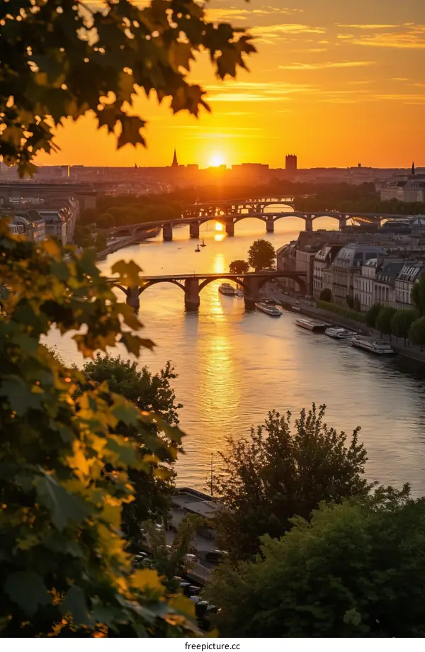 Bridges over the River Seine at Sunset