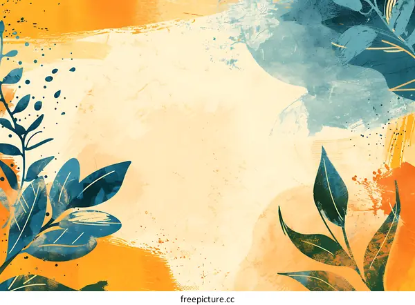 Abstract Watercolor Leaves Background