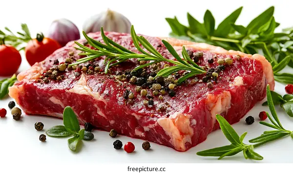 Raw Steak with Herbs and Spices