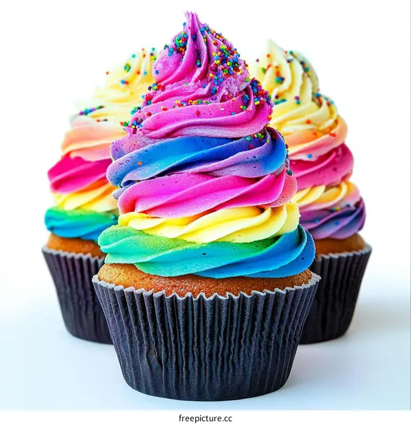 Rainbow Cupcakes Close-up Photography