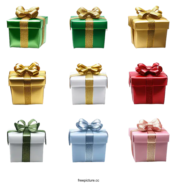 [Transparent Background PNG]Colorful Gift Boxes with Ribbons