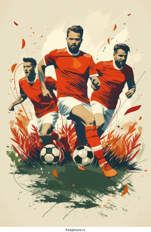 Soccer Players Running with the Ball on the Field