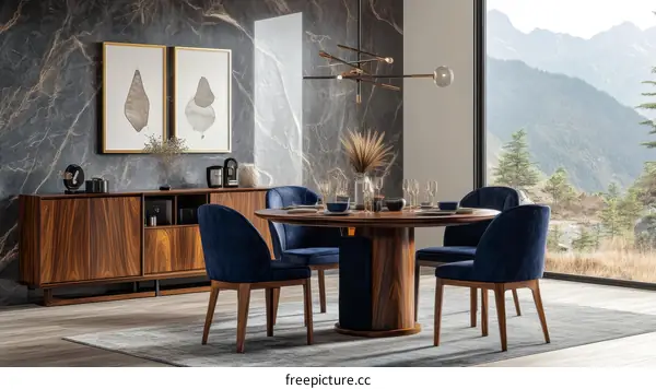 Modern Dining Room with Panoramic Mountain View
