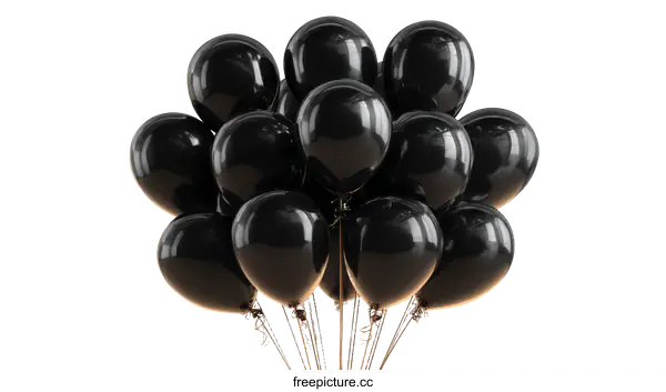 [Transparent Background PNG]A Bunch of Glossy Black Balloons