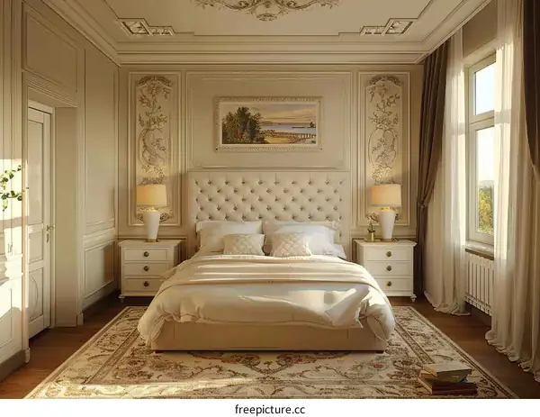 Classic Elegant Bedroom Interior Design Illustration