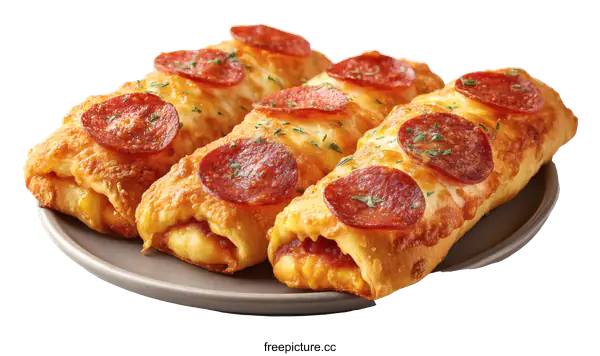 [Transparent Background PNG]Delicious Pizza Rolls on a Plate