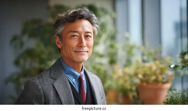 Portrait of a Confident Asian Man in Business Attire