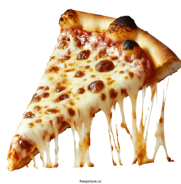 [Transparent Background PNG]Melted Cheese Pizza Slice Closeup