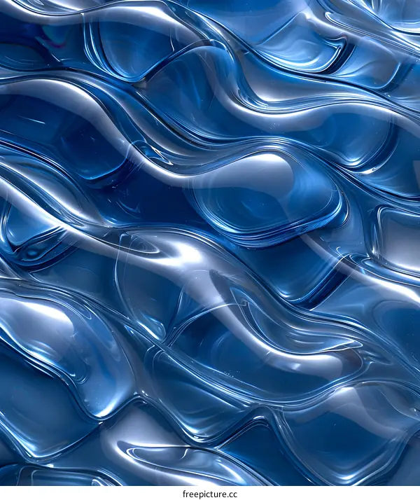 Blue Abstract 3D Rendering of a Wavy Surface