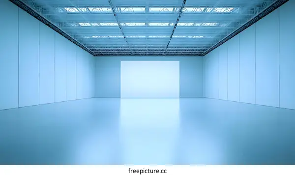 Empty Room with Blue Walls and White Ceiling