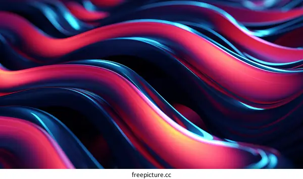 3D Render: Wavy Blue and Pink Surface