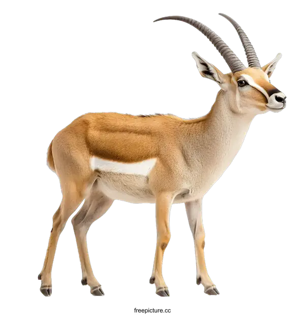 [Transparent Background PNG]Side View of a Standing Springbok