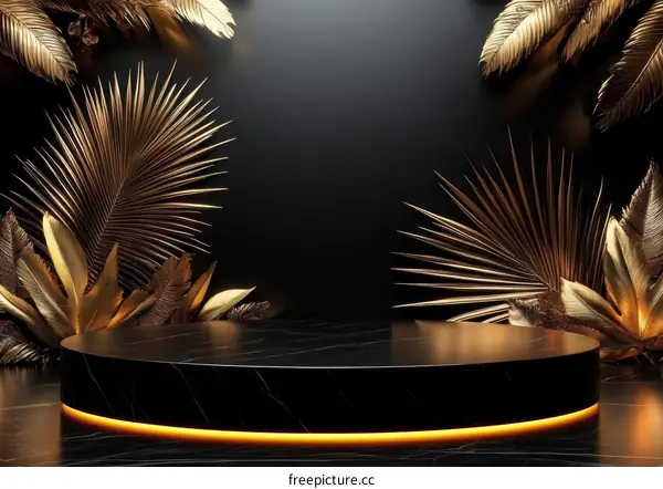 Luxury Gold Tropical Leaves Display Stand