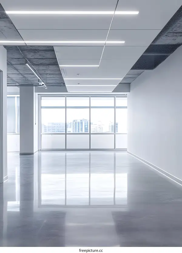 Empty Office Space with City View