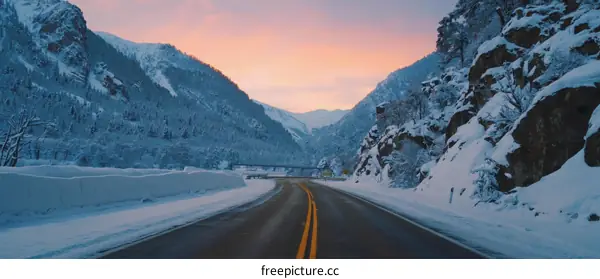 Winter Mountain Road at Sunrise