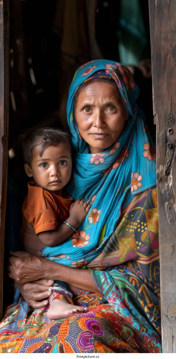 Mother and Child in Traditional Attire