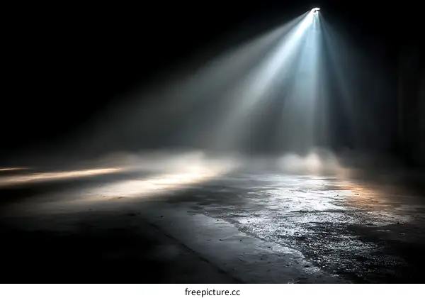 Spotlight on Empty Concrete Floor